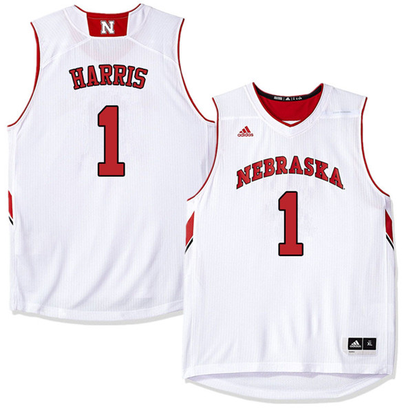 Men Nebraska Cornhuskers #1 Amir Harris College Basketball Jerseys Sale-White - Click Image to Close
